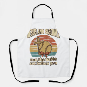 Jesus en honkbal vintage christelijk T-shirt Schort