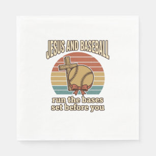 Jesus en honkbal vintage christelijk T-shirt Servet