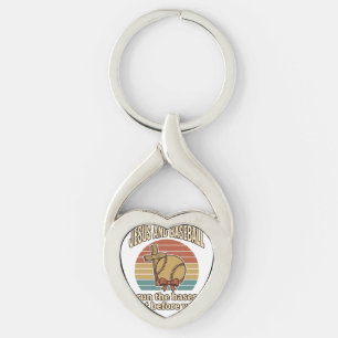 Jesus en honkbal vintage christelijk T-shirt Sleutelhanger