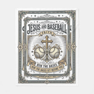 Jesus en honkbal vintage christen fleece deken