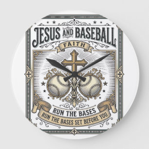 Jesus en honkbal vintage christen grote klok