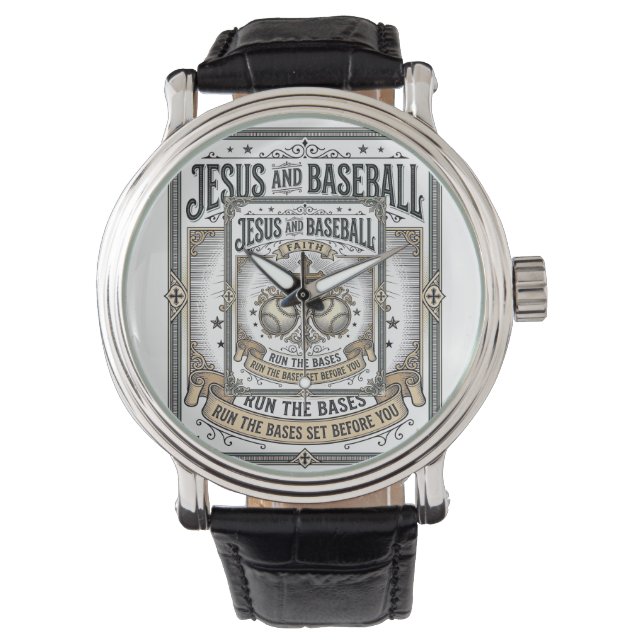Jesus en honkbal vintage christen  horloge (Voorkant)