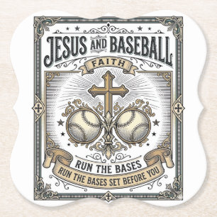 Jesus en honkbal vintage christen  kartonnen onderzetters