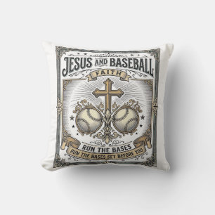 Jesus en honkbal vintage christen  kussen