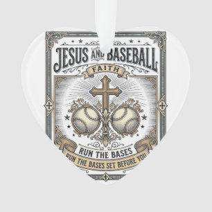 Jesus en honkbal vintage christen ornament