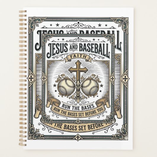Jesus en honkbal vintage christen planner (Voorkant)