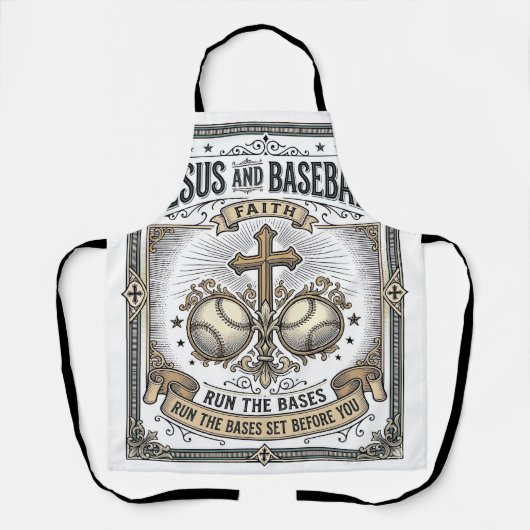 Jesus en honkbal vintage christen schort (Voorkant)