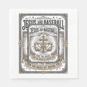 Jesus en honkbal vintage christen  servet