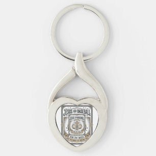 Jesus en honkbal vintage christen sleutelhanger