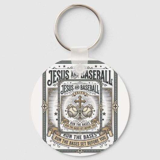 Jesus en honkbal vintage christen sleutelhanger (Voorkant)