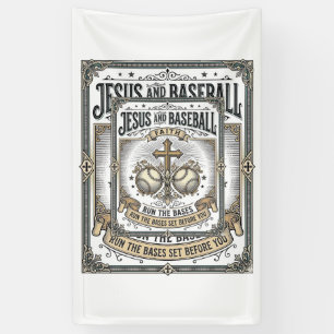 Jesus en honkbal vintage christen spandoek