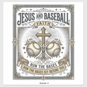 Jesus en honkbal vintage christen  sticker