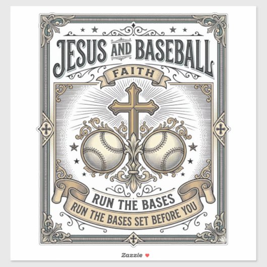 Jesus en honkbal vintage christen sticker (Vel)