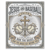 Jesus en honkbal vintage christen sticker (Voorkant)