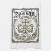 Jesus en honkbal vintage christen theedoek (Verticaal)