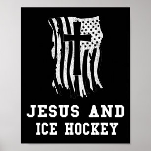Jesus en ijshockey ontwerp christelijke Jezus fan Poster
