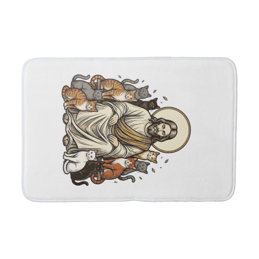 Jesus en Katten Vintage Badmat (Voorkant)