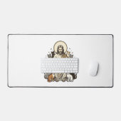 Jesus en Katten Vintage Bureaumat (Keyboard & Muis)