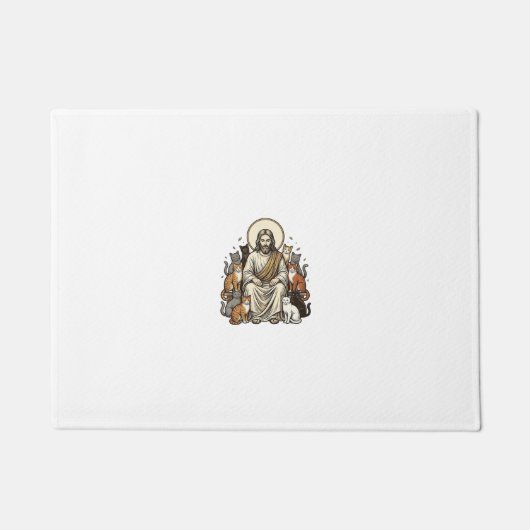 Jesus en Katten Vintage Deurmat (Voorkant)