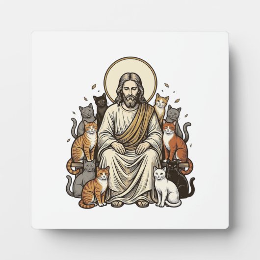 Jesus en Katten Vintage Fotoplaat (Voorkant)