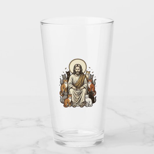 Jesus en Katten Vintage Glas (Voorkant)