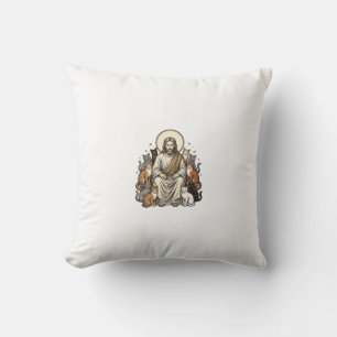 Jesus en Katten Vintage Kussen