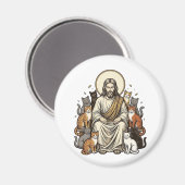Jesus en Katten Vintage Magneet (Voorkant / Achterkant)