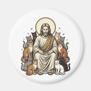 Jesus en Katten Vintage Magneet