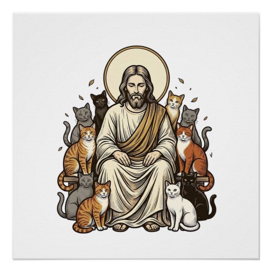 Jesus en Katten Vintage Perfect Poster (Voorkant)
