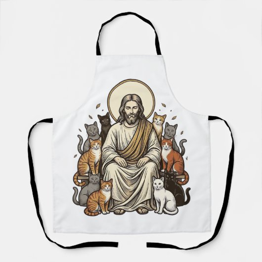 Jesus en Katten Vintage Schort (Voorkant)