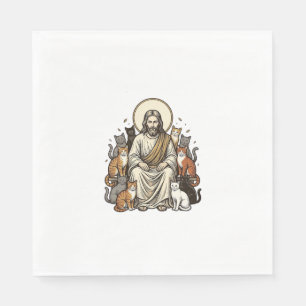 Jesus en Katten Vintage Servet