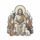 Jesus en Katten Vintage Sticker (Voorkant)