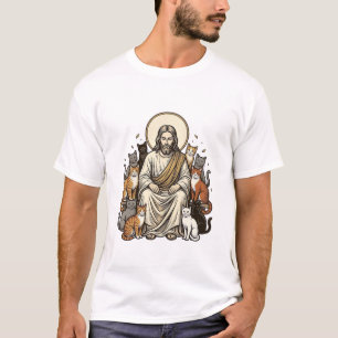 Jesus en Katten Vintage T-shirt