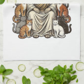 Jesus en Katten Vintage Theedoek (Gevouwen)