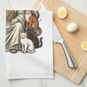 Jesus en Katten Vintage Theedoek (Quarter Fold)