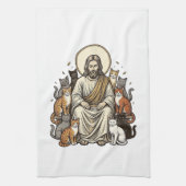 Jesus en Katten Vintage Theedoek (Verticaal)