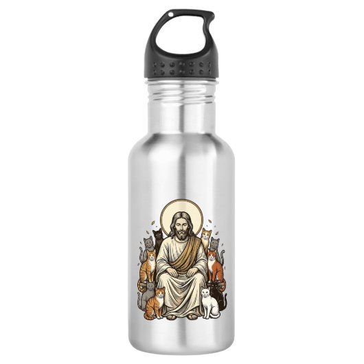 Jesus en Katten Vintage Waterfles (Voorkant)