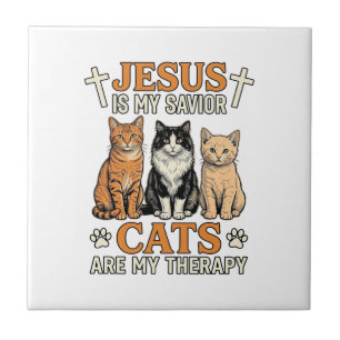 Jesus En Katten Zijn Mijn Therapie Vintage Katten Tegeltje