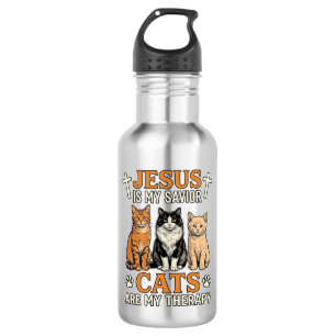 Jesus En Katten Zijn Mijn Therapie Vintage Katten Waterfles