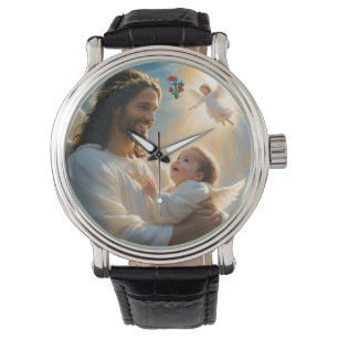 Jesus en kind engel horloge