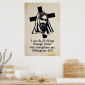 jesus en kruis met geschrift poster (Keuken)