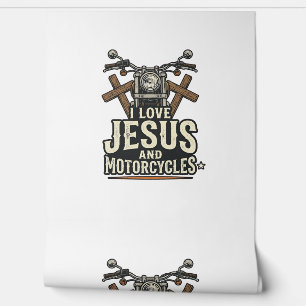 Jesus en motorfietsen Vintage christelijke biker D Behang