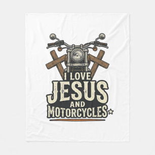 Jesus en motorfietsen Vintage christelijke biker D Fleece Deken