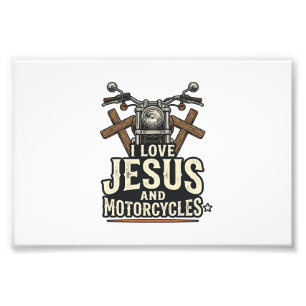 Jesus en motorfietsen Vintage christelijke biker D Foto Afdruk