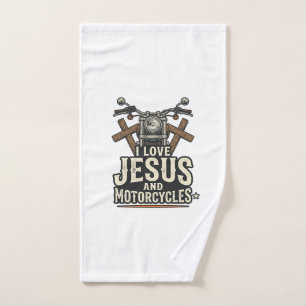 Jesus en motorfietsen Vintage christelijke biker o Handdoek