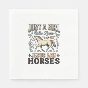 Jesus En Paard Meisje Vintage Paard Gelooft Shirt Servet