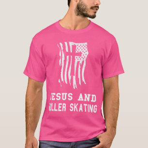 Jesus en rolschaatsen ontwerp voor een Christelijk T-shirt