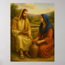 Jesus en vrouw bij de put ™ LDS-muurposter Poster