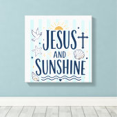 Jesus en Zonneschijn Canvas Afdruk (Insitu (Houten vloer))