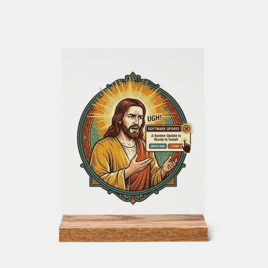 Jesus Ergerlijke Software Update Pop-up Kantoor Hu Acryl Bord (Voorkant)